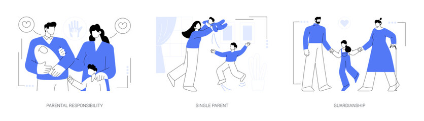 Child custody abstract concept vector illustrations.