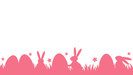 Fototapeta premium Easter eggs and bunnies on transparent background. Minimal design for card, poster and banner. Vector illustration