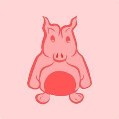 Cute pig icon standing pose