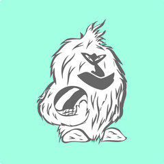 Feather whole body animal holding ball