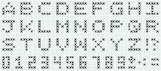 Alphabet in digital style tetris game. Vector illustration