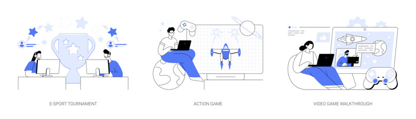 Popular pc game abstract concept vector illustrations. © Visual Generation