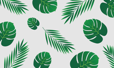 Vector illustration in simple flat style. Background with plants and leaves.