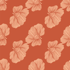 Seamless pattern with hibiscus flowers. Vintage floral background.