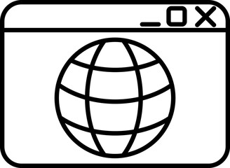 globe, internet and web sites sign in the browser window minimal icon illustration 