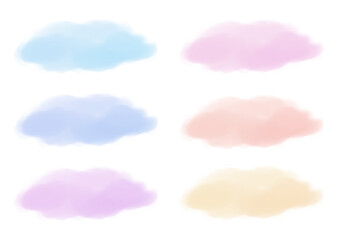 水彩風の装飾　雲形の装飾