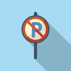 No parking sign icon flat vector. Park space. Security zone