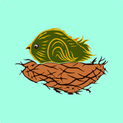 Little bird relax in the nest