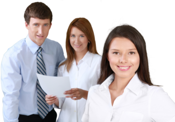 Manager and Coworkers in Background - Isolated