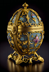 A Gold Jewelry Egg.  Generative AI.