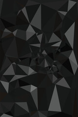 Black background. Abstract monochrome business triangle texture. Low poly geometric, dark, masculine illustration.