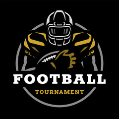 American Football tournament emblem, logo on a dark background. Vector illustration.