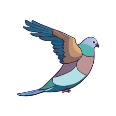 Dove bird logo vector design, pigeon character color flat illustration.