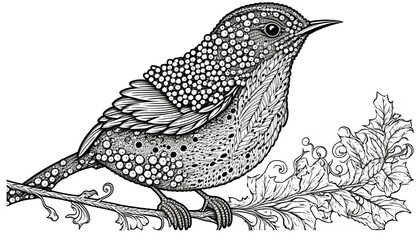 a cute coloring book for children that is still black and white, but waiting for colors and then it will become a wonderful colorful bird