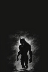 Evil Werewolf Banner Art, Generative AI