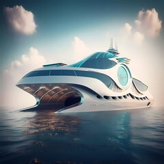 Obraz premium Abstract concept of modern yacht of the future