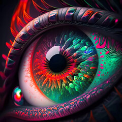 Alien eye, macro illustration, high detail. Beautiful detail eye for art design