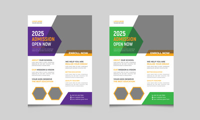 Fototapeta na wymiar Vector school admission flyer design templates