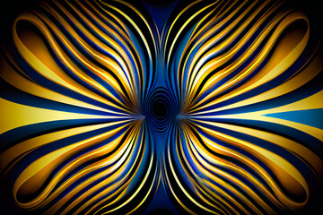 Deep Blue Gold Op Art Abstract Background. Generative AI