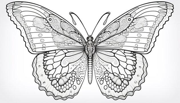 a cute coloring book for children that is still black and white, but waiting for colors and then it will become a wonderful colorful butterfly