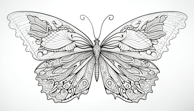 a cute coloring book for children that is still black and white, but waiting for colors and then it will become a wonderful colorful butterfly