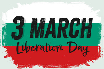3 of March, Bulgaria Liberation Day. Bulgarian flag, vector illustration. 