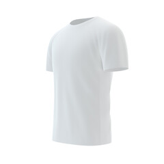 White blank t-shirt template, natural shape on invisible mannequin, for your design print mockup, isolated on white background. 3d illustration.
