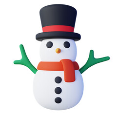 Winter snowman with hat 3d illustration