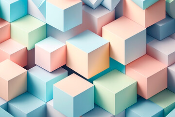 Fondo abstracto con formas geométricas asimétricas, colores pastel estilo minimalista, generative ai.