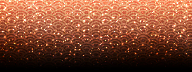 豪華に輝く青海波柄の和柄の背景、新年やお祝い用等へ