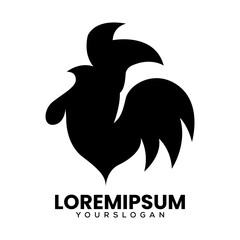 black silhouette rooster logo design template