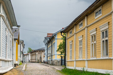 Fototapeta na wymiar Streets of old town of Rauma in Finland 