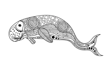 Foto op Canvas Dugong drawing in aboriginal art style - Vector illustration © rashmisingh