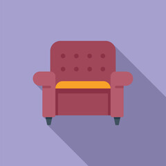 Lounge leather armchair icon flat vector. Room interior. Sofa relax