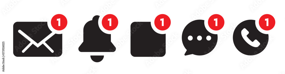 Poster notification icon set. new e-mail, new message icon. social media chat notify communication. vector 