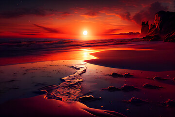 Mesmerizing Sunrise over the Sea. Generative AI.