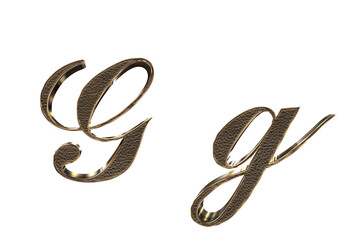 3d render Gold lowercase And uppercase Letters