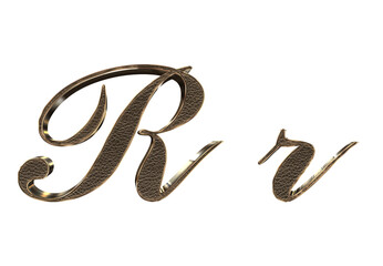 3d render Gold lowercase And uppercase Letters