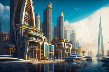 Modern Futuristic Cityscape . Generative AI