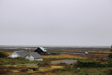 traditional Icelandic farmhouse in the flatlands