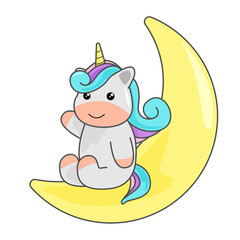 cute unicorn on the moon
