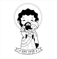 Saint Joseph, San Jose, S&atilde;o Jos&eacute; and Jesus - vector art
