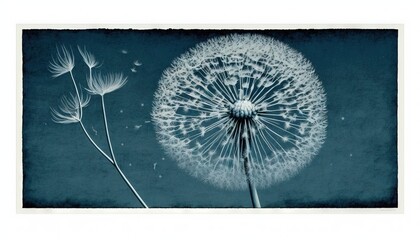  a picture of a dandelion with a blue background.  generative ai