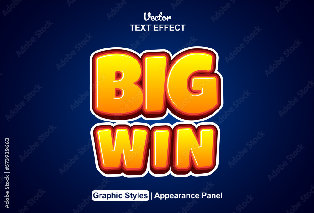 Poster big win text effect with graphic style and editable.