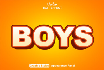 boys text effect with graphic style and editable.