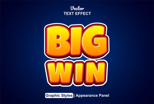 big win text effect with graphic style and editable.