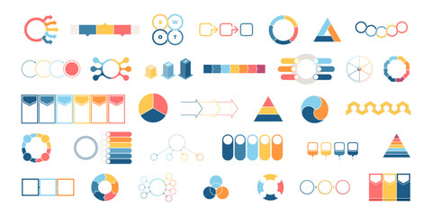 Pie chart collection. Circle charts for infographics, presentations, business visualization. Vector infographic templates.