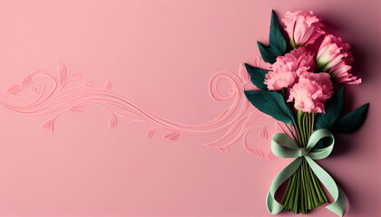 Pink background with flowers decoration, pink background