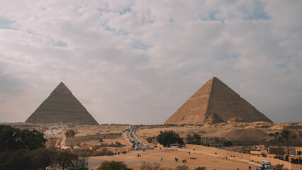 Fototapeta na wymiar Giza Pyramids Complex Panorama View