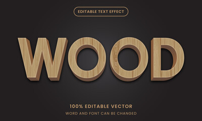 wood 3d graphic style editable text effect logo style template